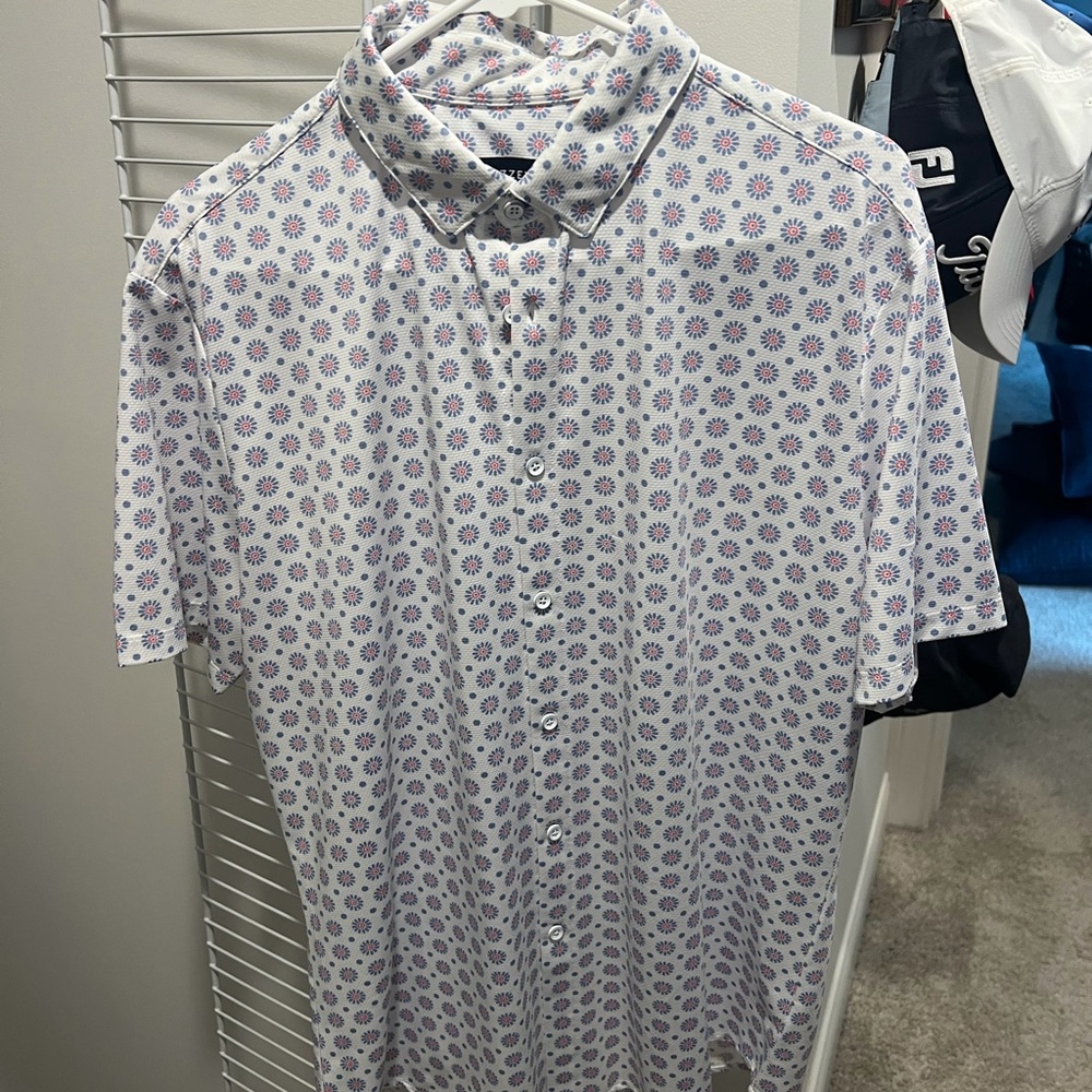 Mizzen+Main Blue and Red Floral Shirt